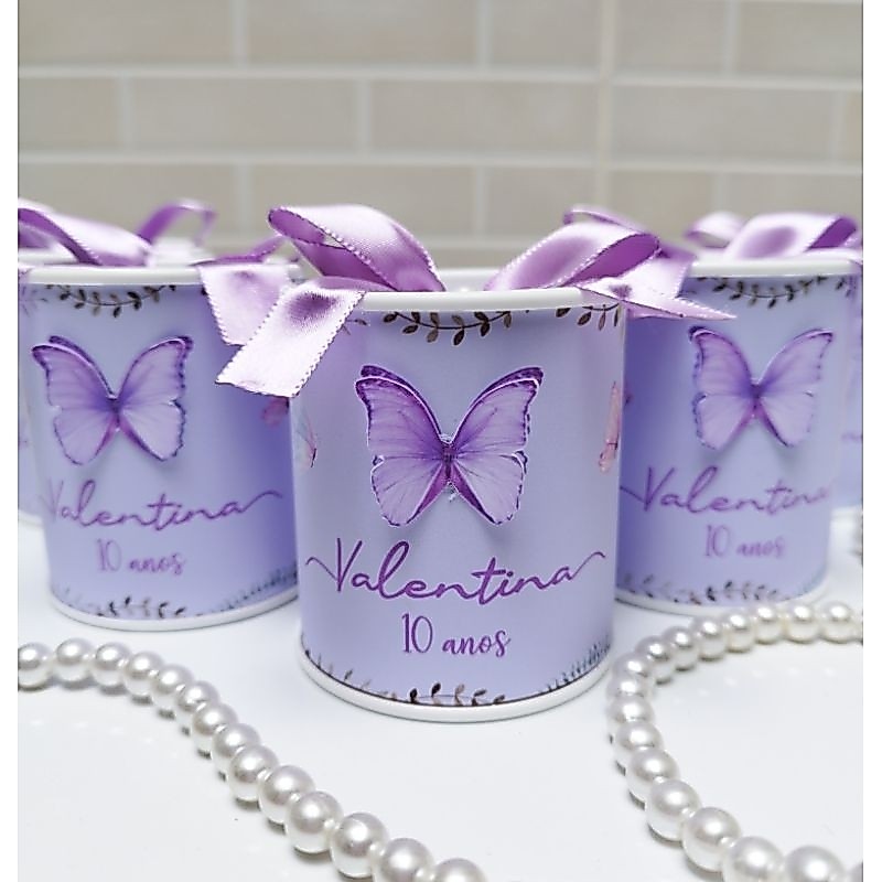 Tubolata Personalizada 7x6 Jardim Borboleta lilás Roxa Lembrancinha Aniversário Maternidade 15 anos