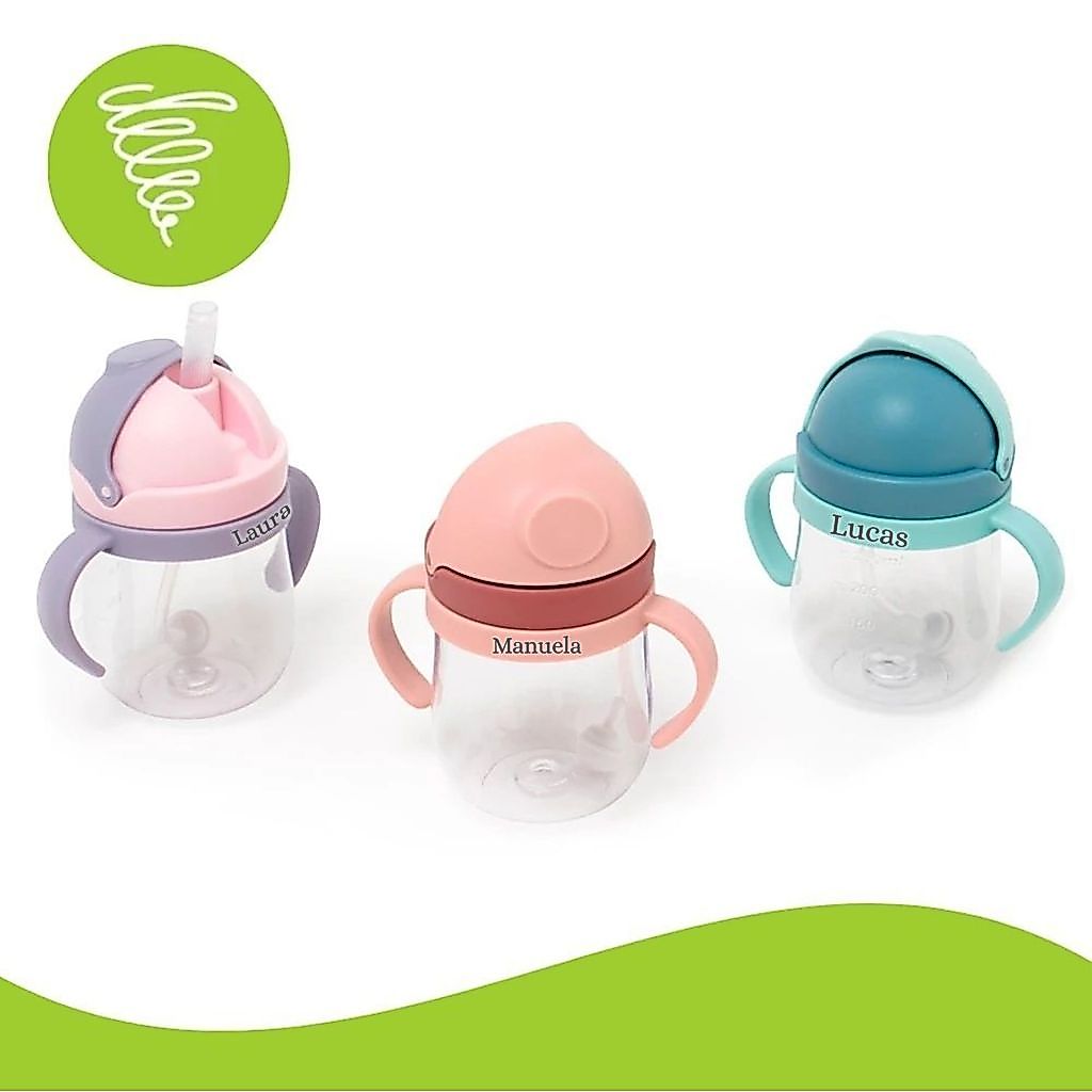 Copo Personalizado Infantil Transição 250ml Canudo Silicone Bebê