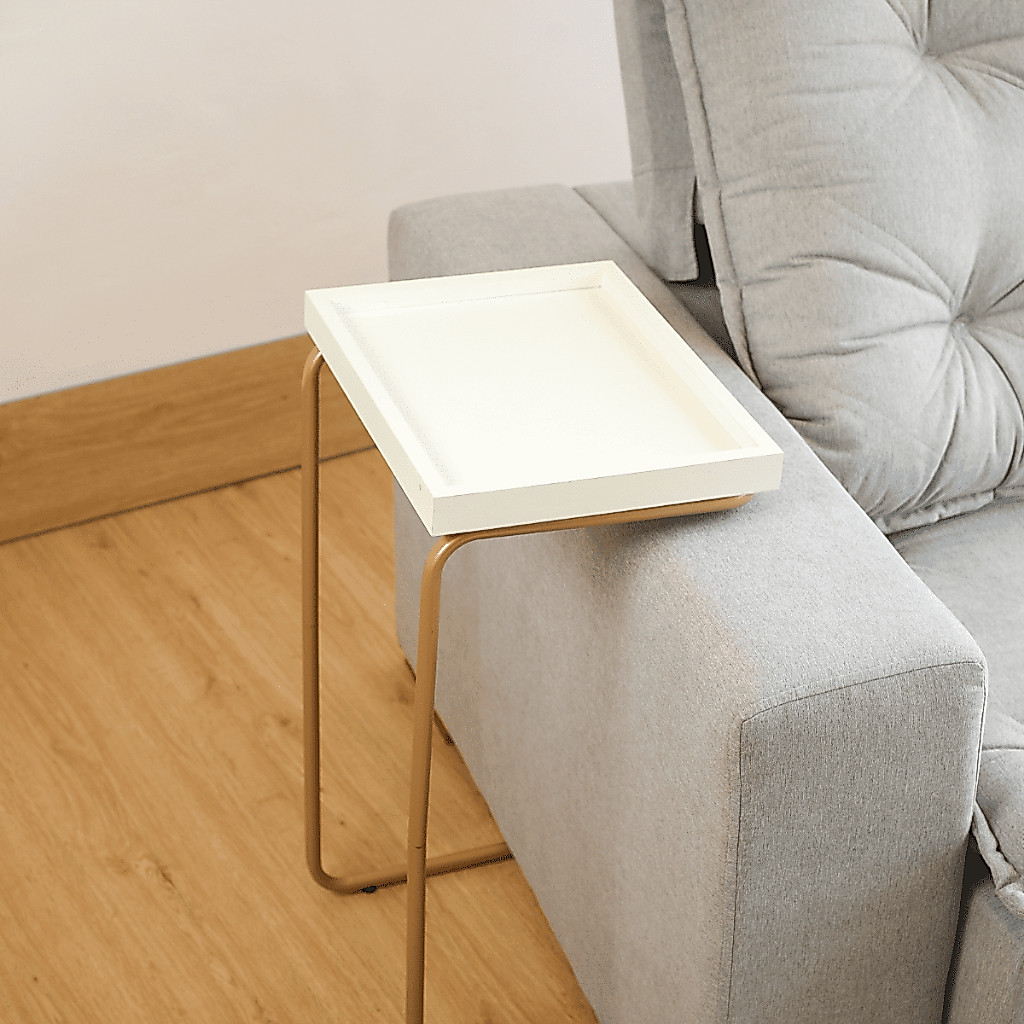 Mesa de Apoio Lateral para Sofa ou Cama sala Base Dourada