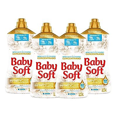 kit 4 Amaciante Concentrado Baby Soft Pureza e Delicadeza 1,5L