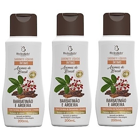 Kit 3un Sabonete Íntimo  Barbatimão e Aroeira 200ml | Bio Instinto