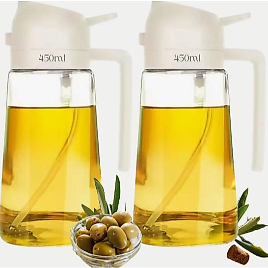 KIT 2 Spray Borrifador Dosador 2 em 1 Para Azeite Vinagre Oléo Vidro Modelo Galheteiro Cozinha 470ML