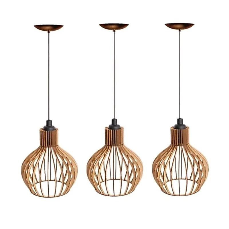 kit 3 Pendente Luminária de teto lustre para qualquer ambiente em MDF — imagem 1