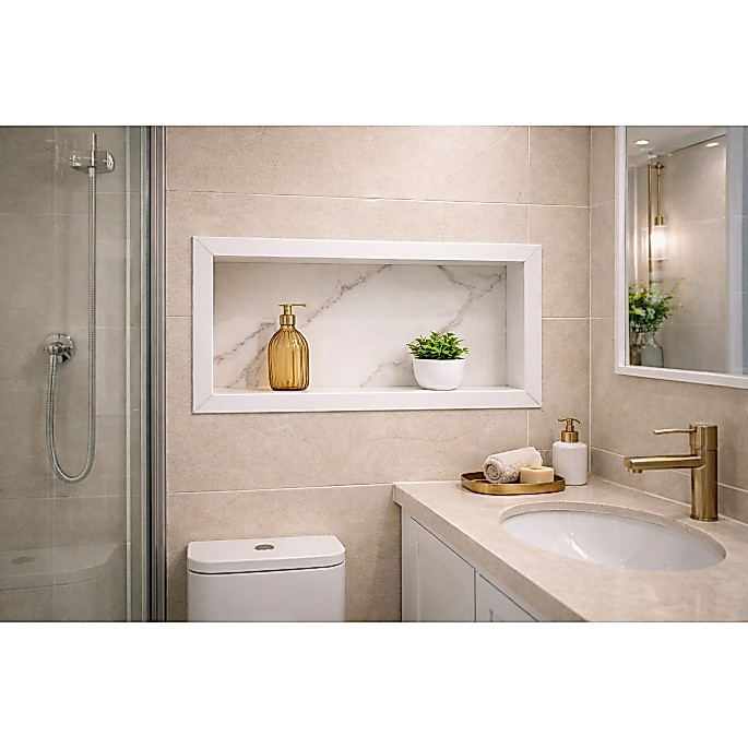NICHO BANHEIRO PORCELANATO DE EMBUTIR NA PAREDE 60X30 ORGANIZADOR BOX SHAMPOO
