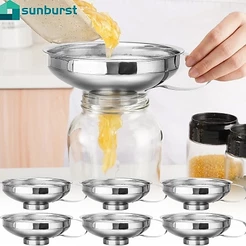 Funil De Boca Larga De Aço Inoxidável-Para Conservas Geléia De Molho De Salada Frasco Com Alça-Líquido De Óleo Anti-Tran