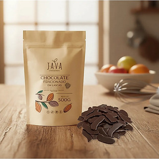 Chocolate Fracionado Meio Amargo Zero Açúcar 500g Lascas Java — Vegano, Zero Lactose, Sem Leite, Sem Soja