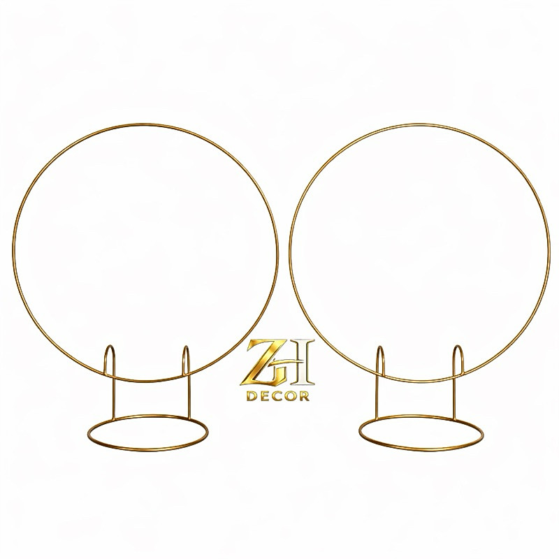 Kit Mini Arco Painel Redondo Suporte Para Decoração Festa de Mesa Dourado / Preto