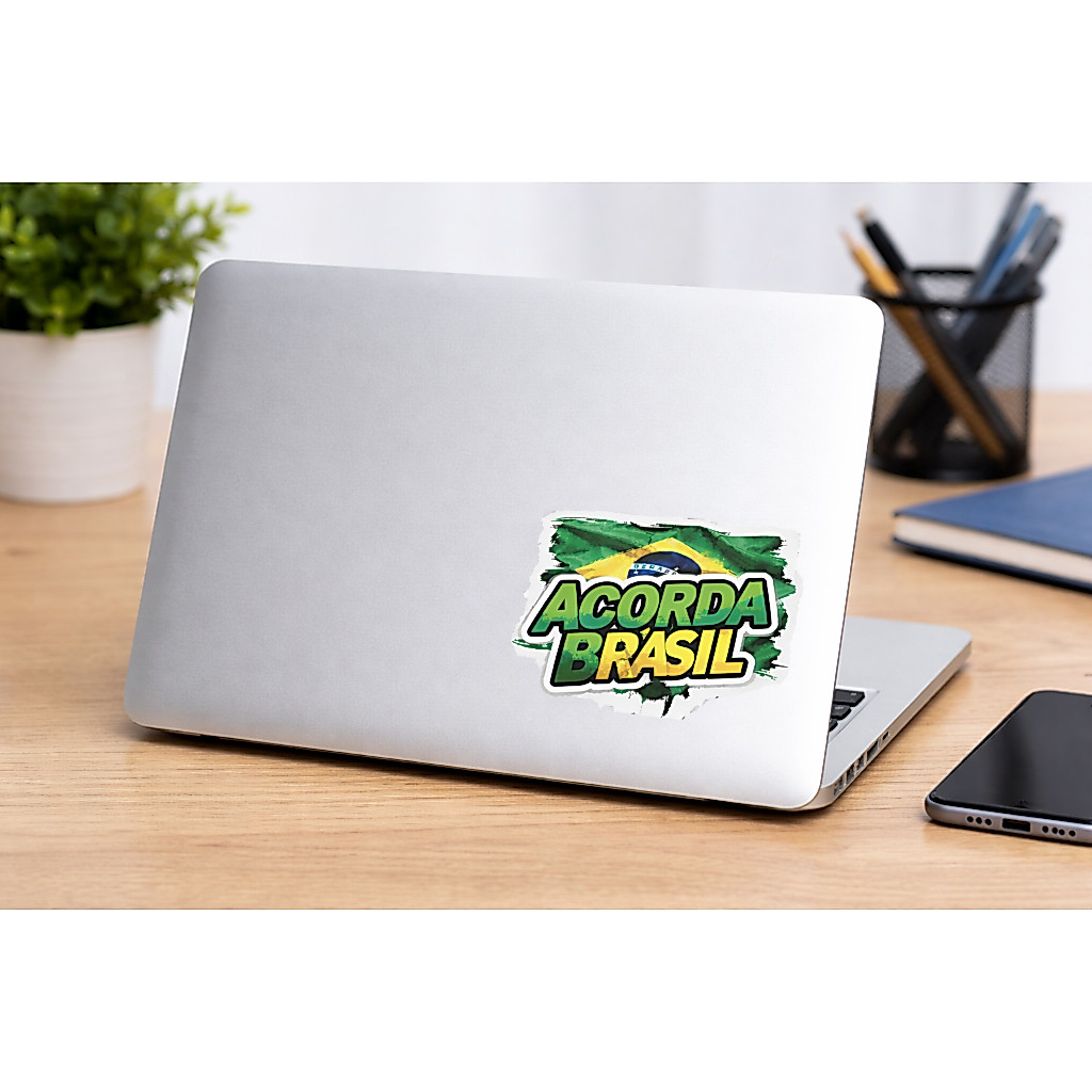 Kit 5 adesivos bandeira Brasil - Acorda Brasil - vinil adesivo transparente — imagem 2 de 2