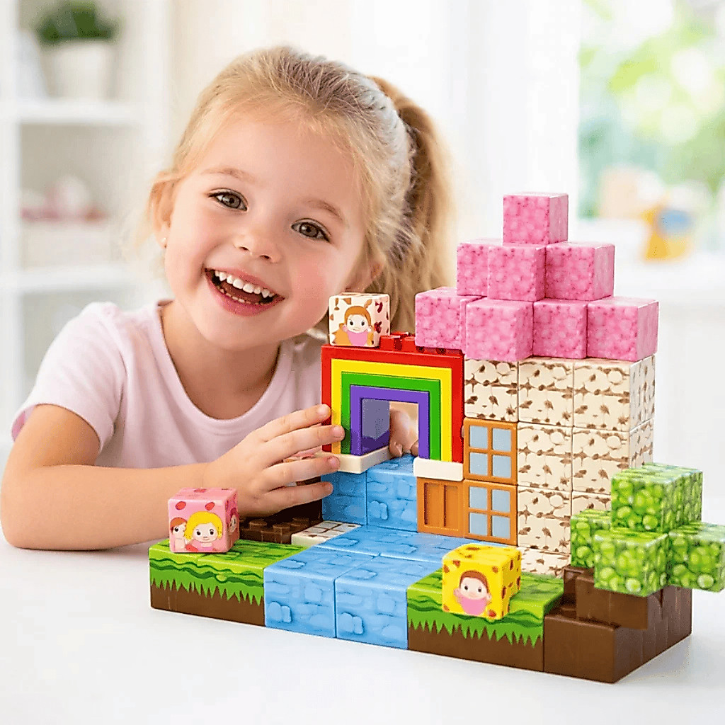 Blocos Magnéticos de Montar Infantil Brinquedo de Construção Educativo 100 Peças