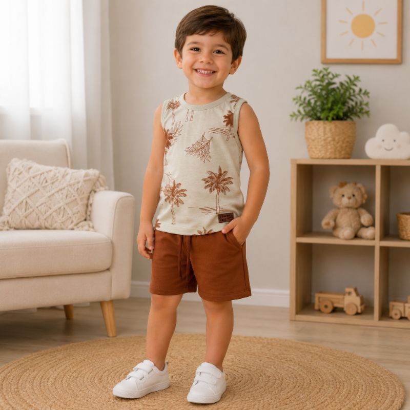 roupa infantil menino,conjunto infantil menino,regata em algodão com bermuda,conjunto verão