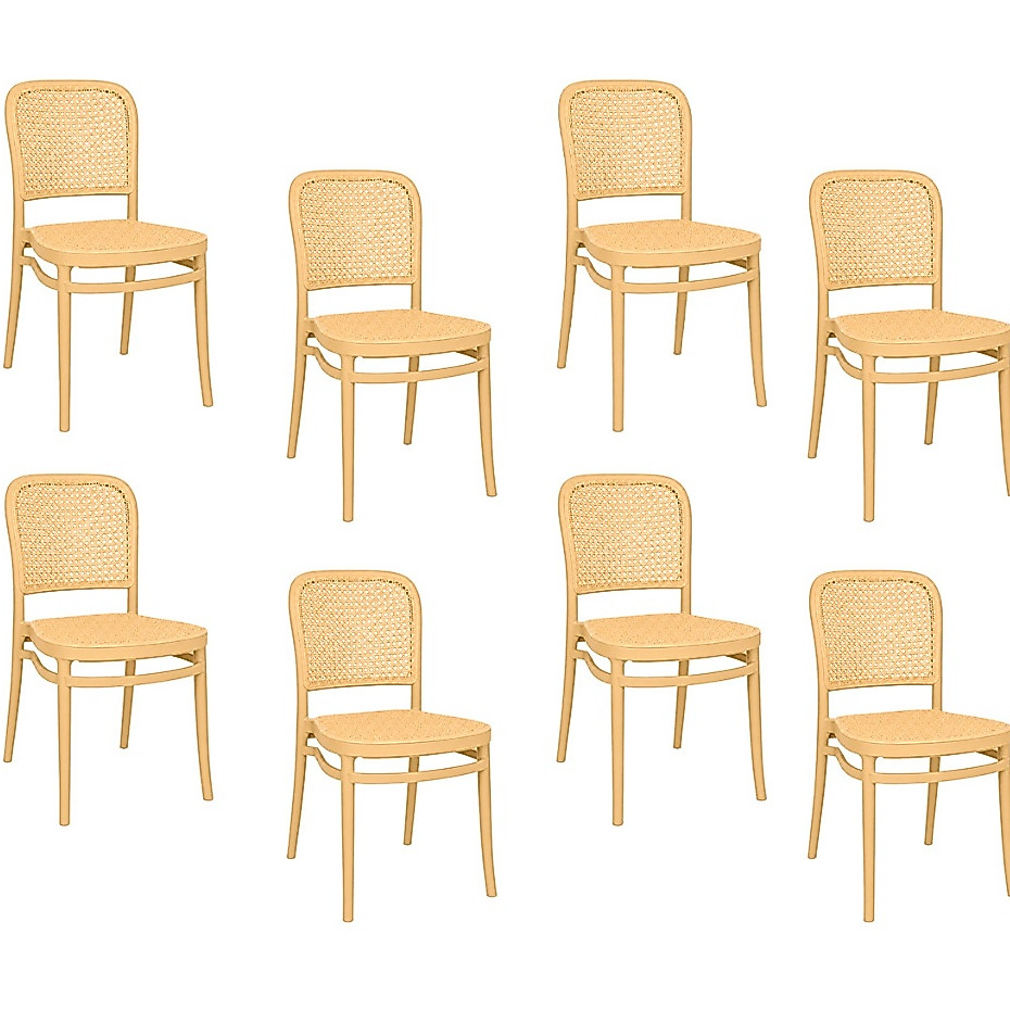 Kit 8 Cadeiras Roma em Polipropileno para Sala de Jantar e Cozinha Design Moderno Bege Suporta até 120kg