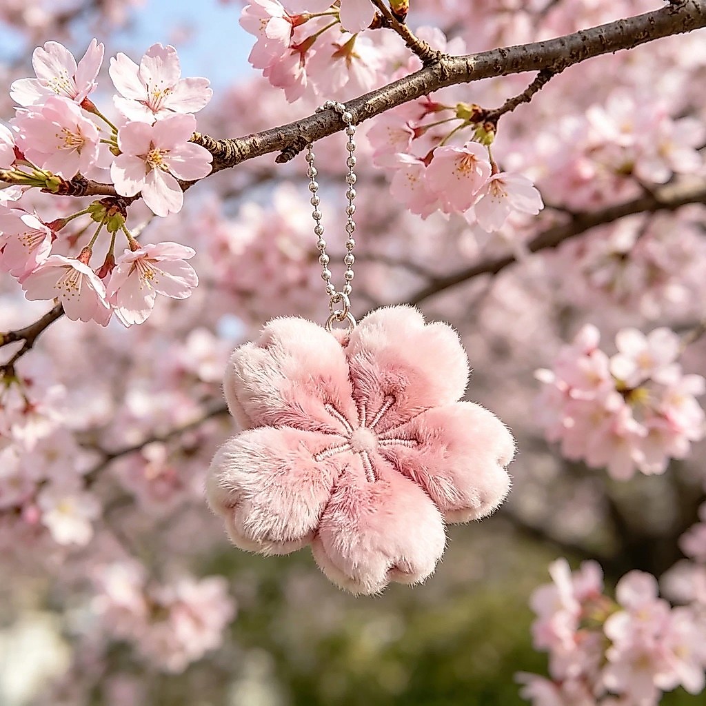 Novo estilo flor de cerejeira série cura boneca de pelúcia pingente chaveiro bonito presente da menina para namoradas mo