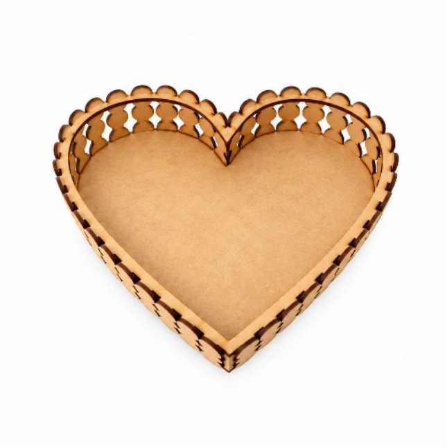 Kit Com 5 Bandejas Pérola Coração MDF Cru Tamanho P 20x15cm (5uni) — imagem 2 de 2
