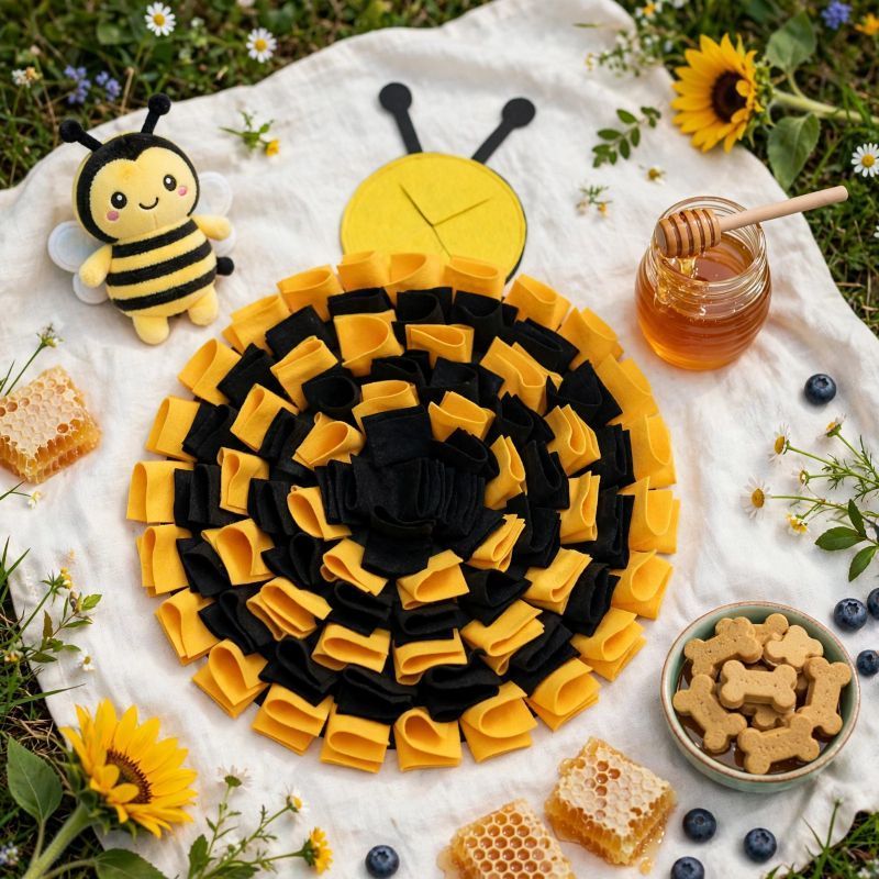 Tapete de atividades interativas, enriquecimento ambiental, tapete de fuçar para pet modelo abelha