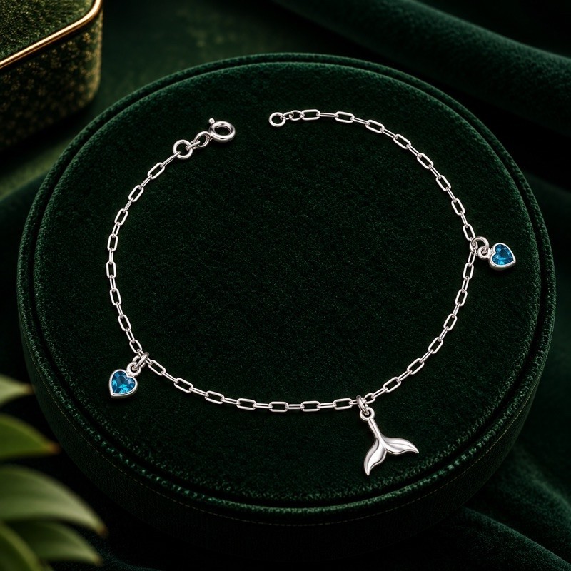 Pulseira Feminina Cauda de Sereia em Prata 925 Delicada