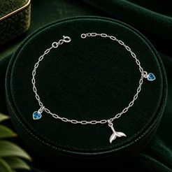Pulseira Feminina Cauda de Sereia em Prata 925 Delicada