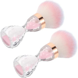 2 pincéis grandes de cerdas macias, cor-de-rosa, para remover pó de unhas, ideais para limpar pó de acrílico e ferrament