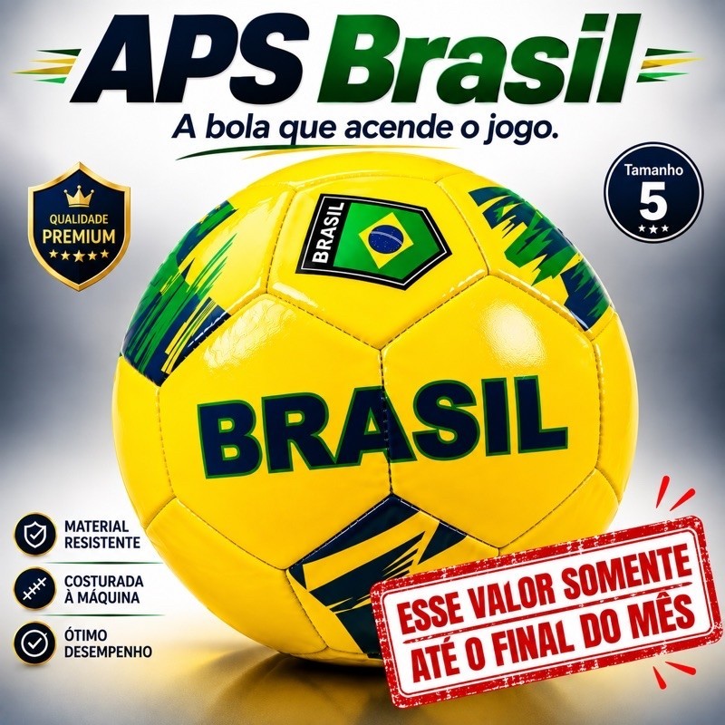 Bola de Futebol Brasil Nº 5 Amarela Sortida 65cm Resistente Campo Treino Lazer Infantil Adulto - Seleção Brasileira