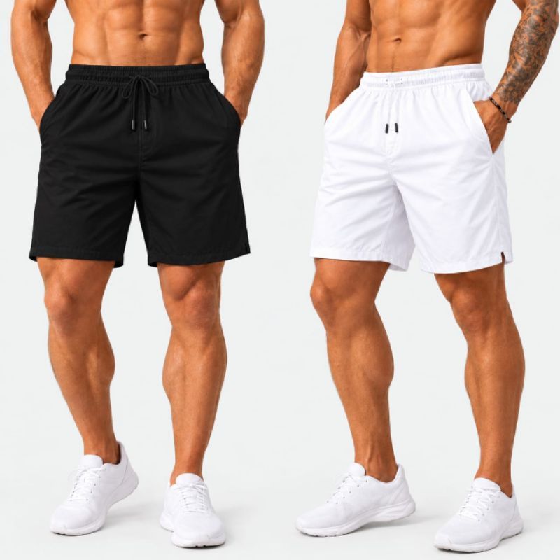 Kit 2 Shorts Tactel Com Elastano Premium Secagem Rápida Bermuda Mauricinho Academia Moda Praia Treino Corrida