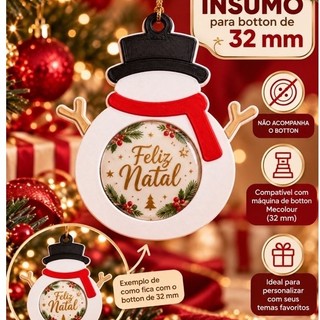 Insumo Boneco de Neve para Botton 32mm – Enfeite Natalino Personalizado