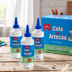 Cola de Silicone 250ml Artesanato EVA Isopor Tecido Papel Madeira Secagem Rápida Alta Resistência - Make+