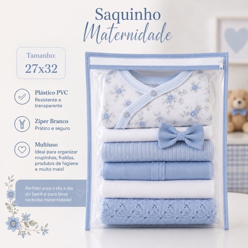 Kit 4 Saquinhos Maternidade Multiuso Organizador Nécessaire Envelope Com Zíper