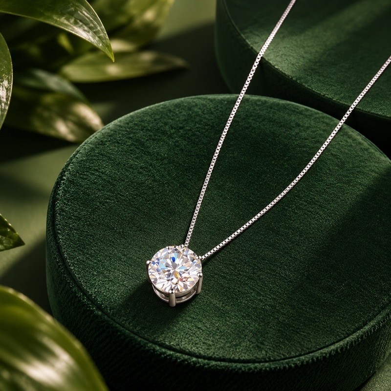 Colar Moissanite 12mm com Banho de Ródio Negro em Prata 925