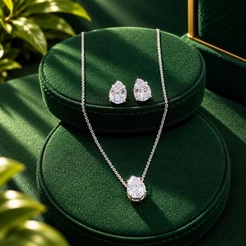 Conjunto Colar e Brinco Cristal em Prata 925 elegante e sofisticado