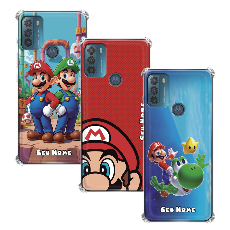 Capinha Personalizada Mario para Motorola Moto G50 4G com nome