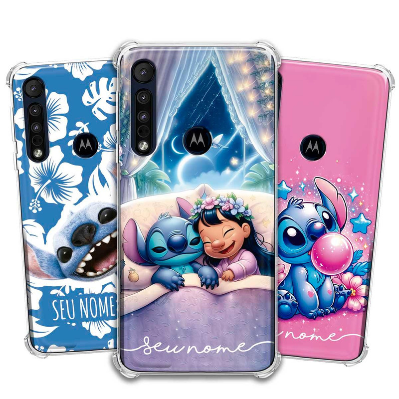 Capa Capinha - Motorola Moto One Macro - Lilo e Stitch 2025 personalizada com nome