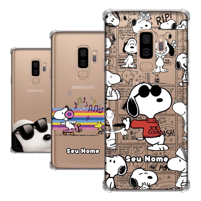 Capa para Samsung Galaxy S9 Plus Coleção Snoopy e Charlie Brown e Woodstock