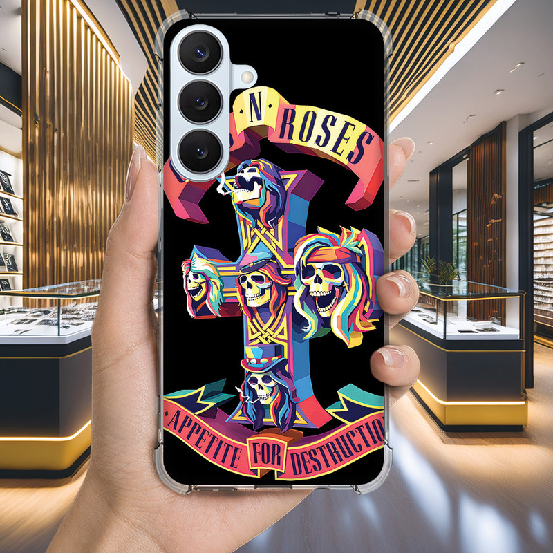Capa Capinha GALAXY S20 ULTRA S10 PLUS S10E S9 S8 A73 A72 Anti-impacto Personalizada rock GUNS ROSES (4232)