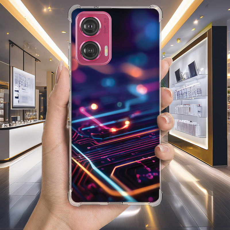 Capa Capinha MOTO G75 G73 G71 G62 G60S G60 G55 G54 G52 G50 G42 Anti-impacto Personalizada cyber GLOW dark tech (4259)