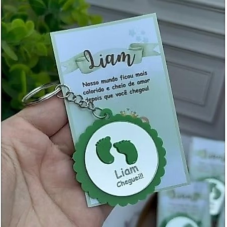 Lembrancinha Maternidade - Chá de Bebê - Batizado - Kit 10-20-30-40 - Chaveiros Personalizados