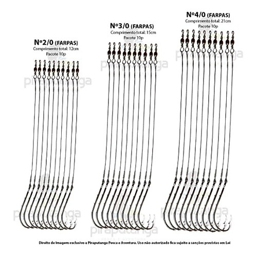 Kit Anzol Encastoado Flexível 4330 2/0 3/0 4/0 Traíra Piauçu Piraputanga Pacu 30p