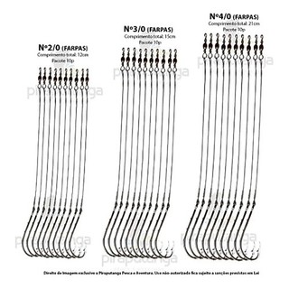 Kit Anzol Encastoado Flexível 4330 2/0 3/0 4/0 Traíra Piauçu Piraputanga Pacu 30p