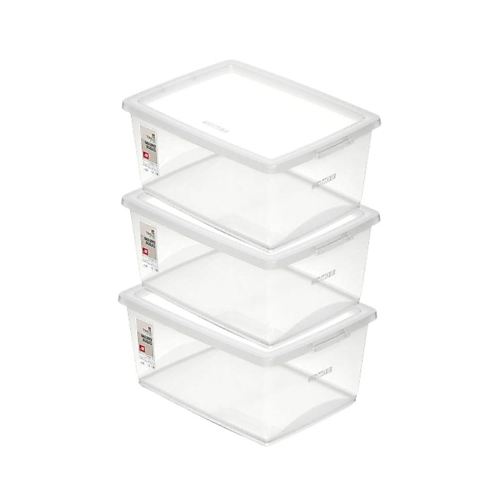 Kit Caixa Organizadora Plástica Cristal 15L com 3 Unidades Ordene