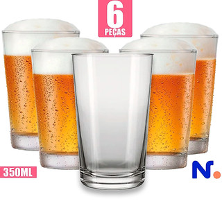 Kit 6 Conjunto Copos de Cerveja Caldereta Nadir Figueiredo Vidro Resistente 325 ML transparente