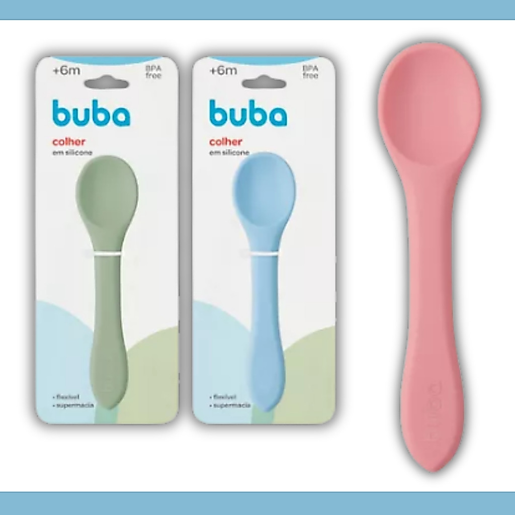 Colher de Silicone Buba para Bebê Macia e Flexível, colher bebe, colher para bebê