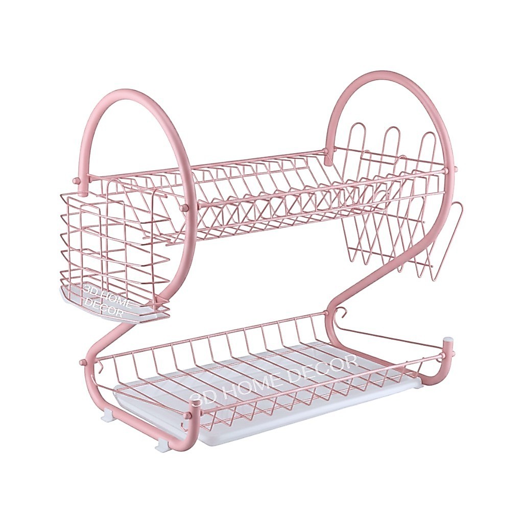 Escorredor de Louça Rosa Inox Grande Luxo Organizador de Pia Rosa Metal Escorredor