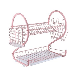 Escorredor de Louça Rosa Inox Grande Luxo Organizador de Pia Rosa Metal Escorredor