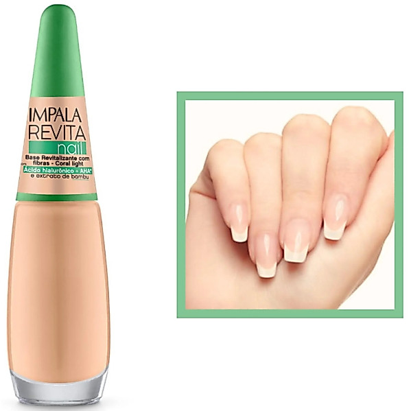 Esmalte Revita Nail Impala - Base Revitalizante Coral Light - Ácido Hialurônico + Extrato de Bambu - 7,5ml