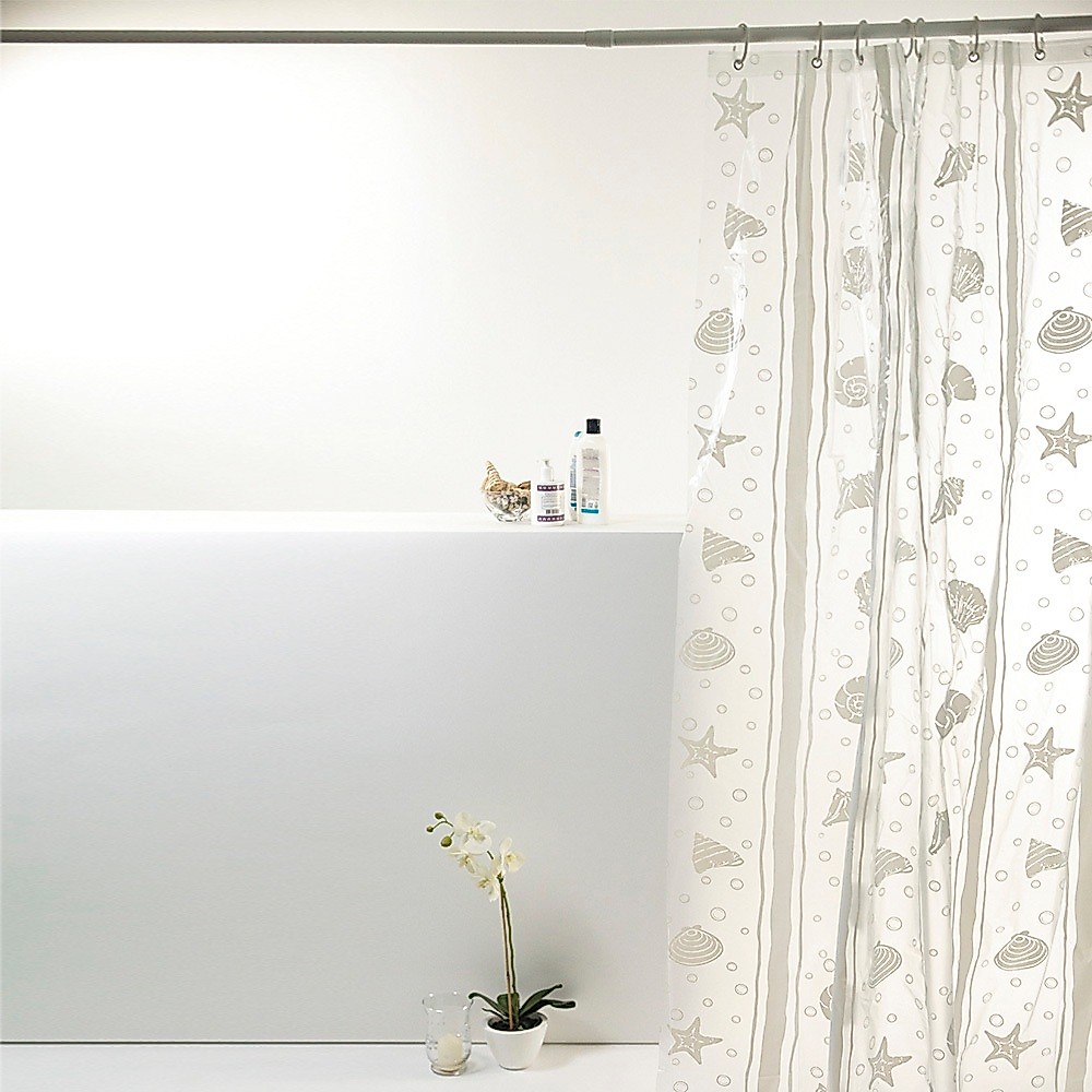 Cortina BOX PVC 198cm x 180cm com ganchos Impermeável - Antimofo, cortina banheiro, super resistente