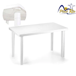 Mesa Plástica Grande 6 Lugares Desmontável Branca Retangular Plasnew 120x70CM Reforçada Varanda