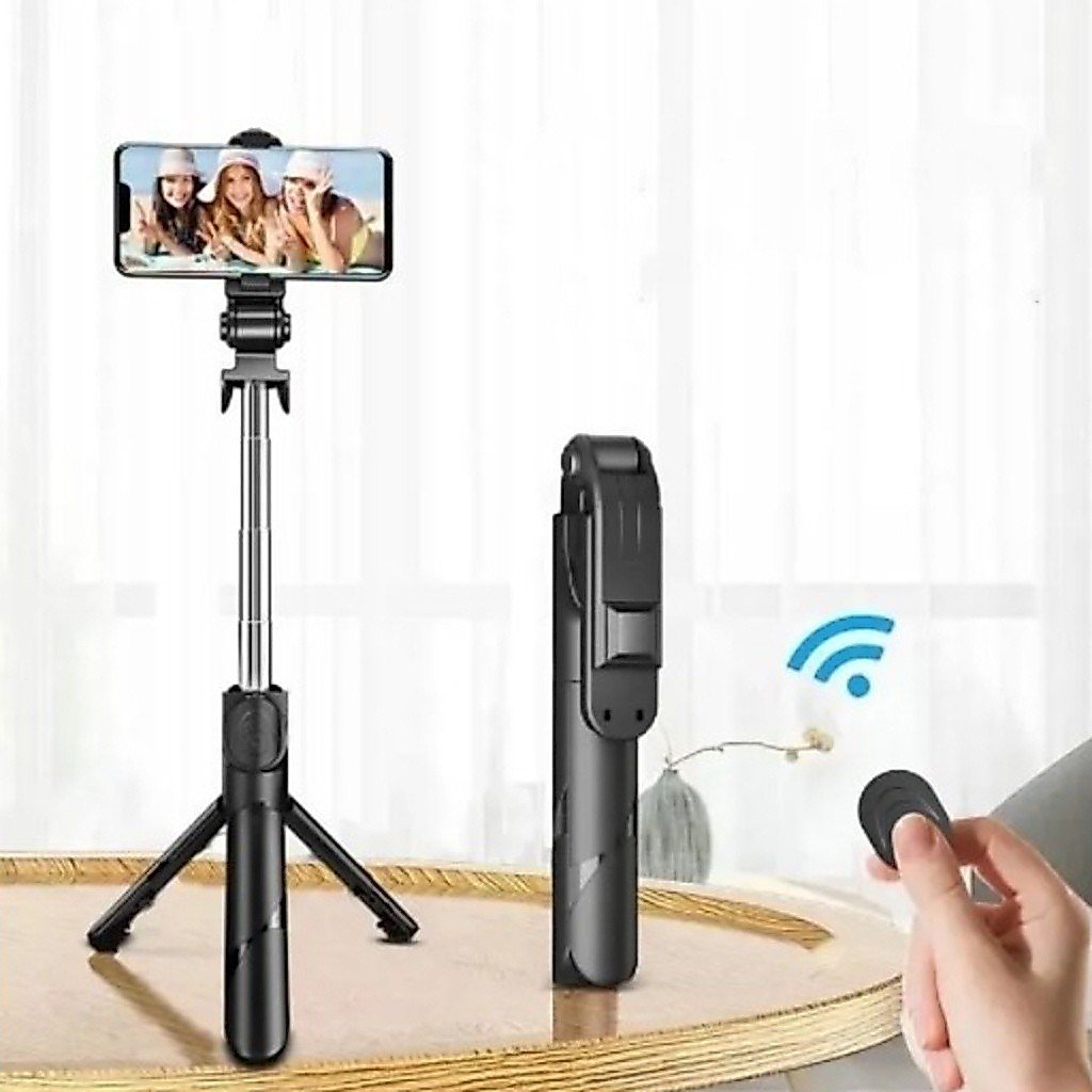 Bastão de selfie telescópico Bluetooth com controle remoto para celular com suporte de tripé com luz para selfie