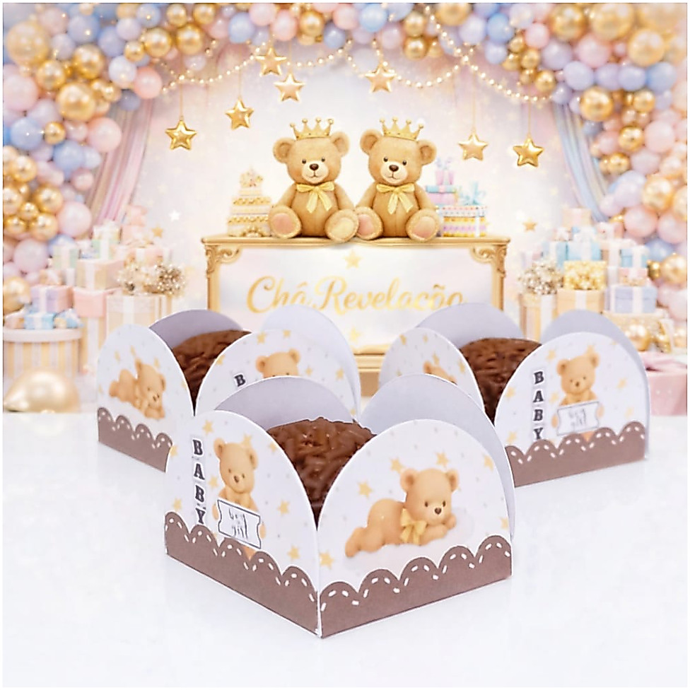 30/60 /120/180 Forminha de Doces Brigadeiro URSINHO CHÁ REVELAÇÃO LUXO - PRONTO ENTREGA