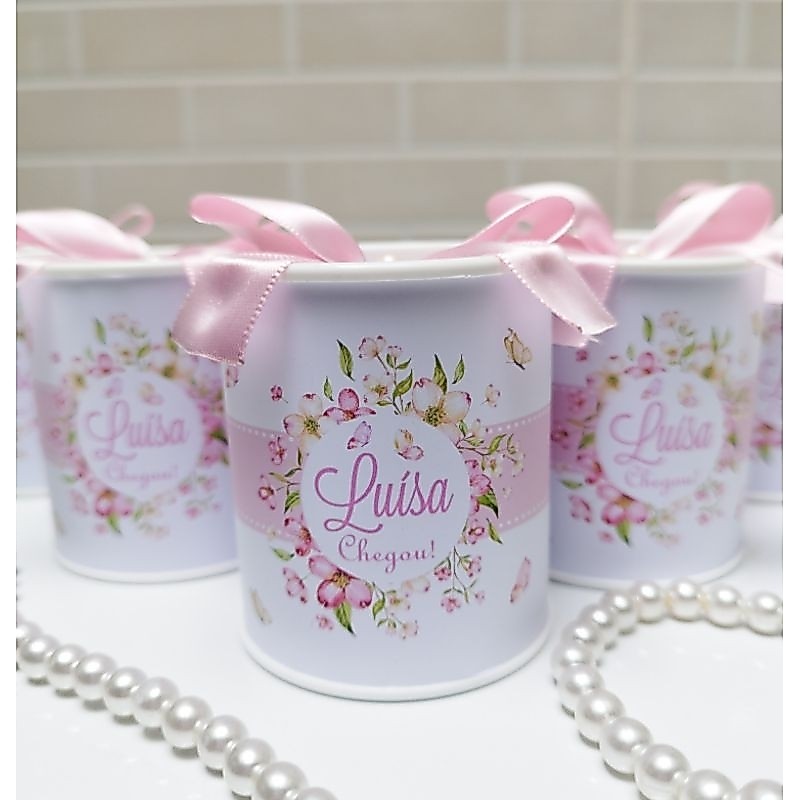 Tubolata Personalizada 7x6  Tema Jardim  Encantado Borboletas Lembrancinha Maternidade menina Festa