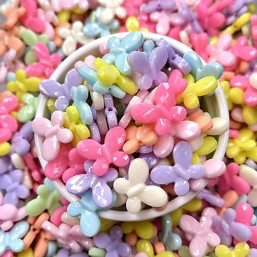 115 Pcs Miçangas Coloridas Para Crianças Borboleta -50g