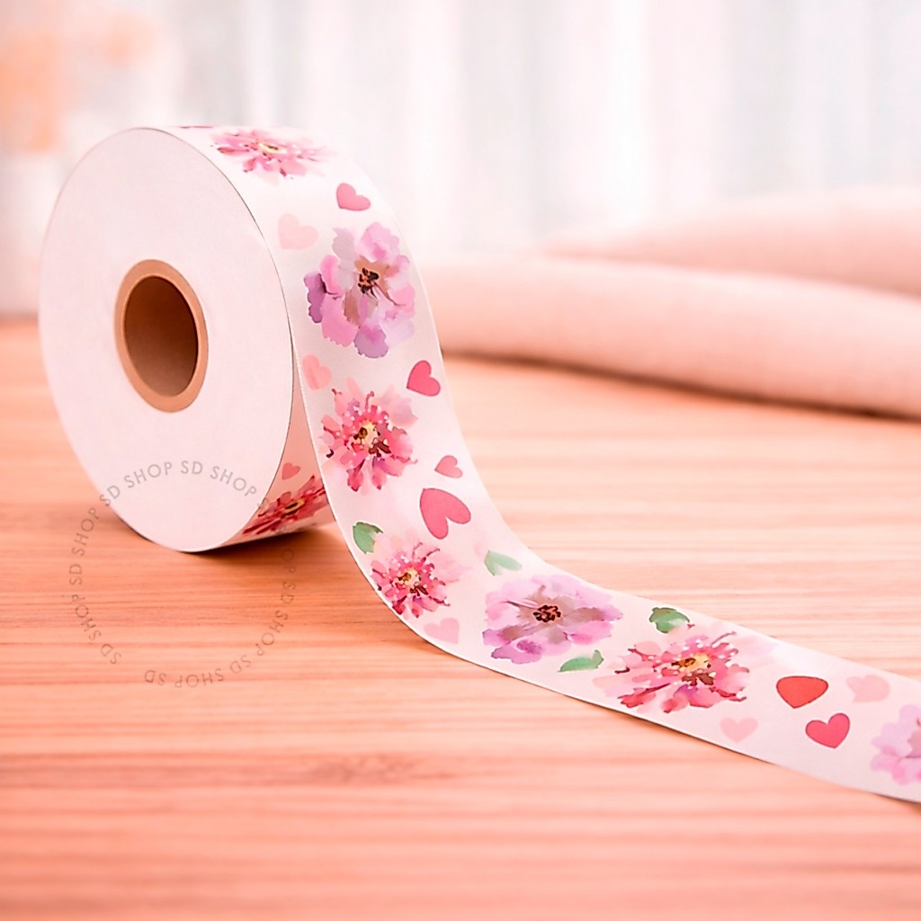 Fita Maxi Flores 32mmx100m Com Amor Dia Das Mães Presente Decoração Florido Embalagem Sofisticado