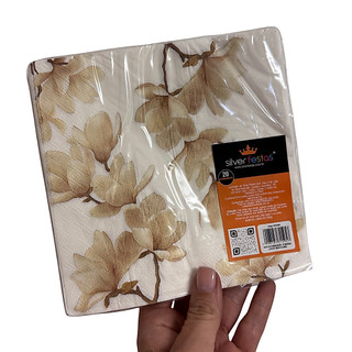 20 a 100 Guardanapos de Papel Floral Elegante 32x32 cm Folha Dupla Silver Festas